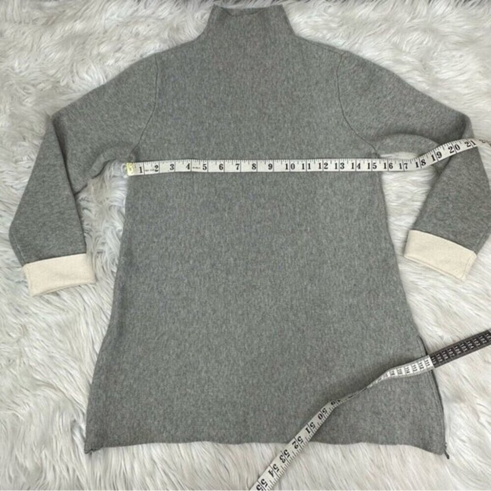 Tahari Womens Gray Mock Neck Tunic Sweater Side‎ Zip Contrast Cuff XS - Picture 10 of 11